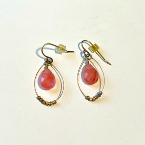 Anthropologie Pink/gold Dangle Earrings